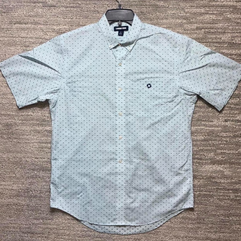 Lands' End Chase bank baby blue button-up shirt | Men’s L